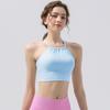 Summer Pleated Halter Sports Yoga Tank Top with Beautiful Back