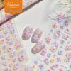 Tomoni Retro Pink Floral Embossed Nail Art Stickers - Versatile Everyday Nail Decorations