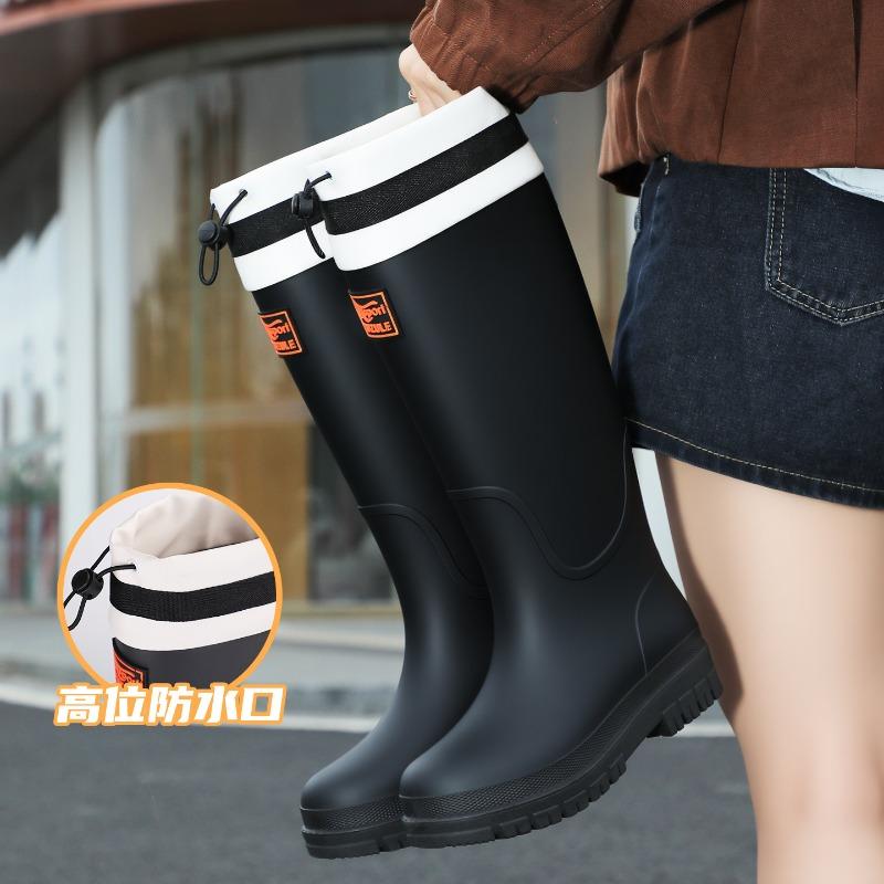 thick-soled wear-resistant rain shoes women's non-slip high-tube rain boots outdoor wading long tube car wash water boots work water shoes