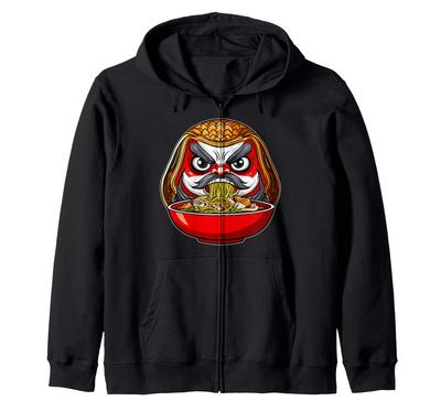 Daruma Puppe Japan Ramen Japanische Nudeln Zip-Hoodie