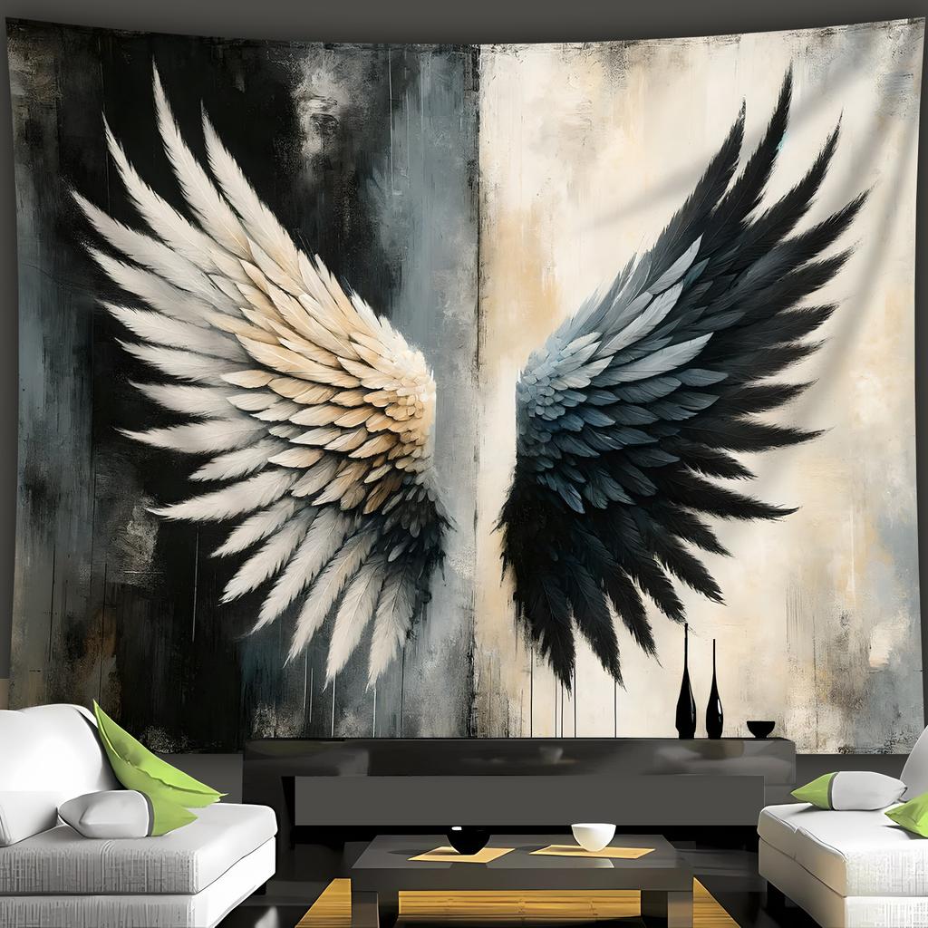 VIKAMA Vintage Art DualTone Angel Wings Tapestry Bedroom Living Room Studio Backdrop Home Decor Wall Hanging