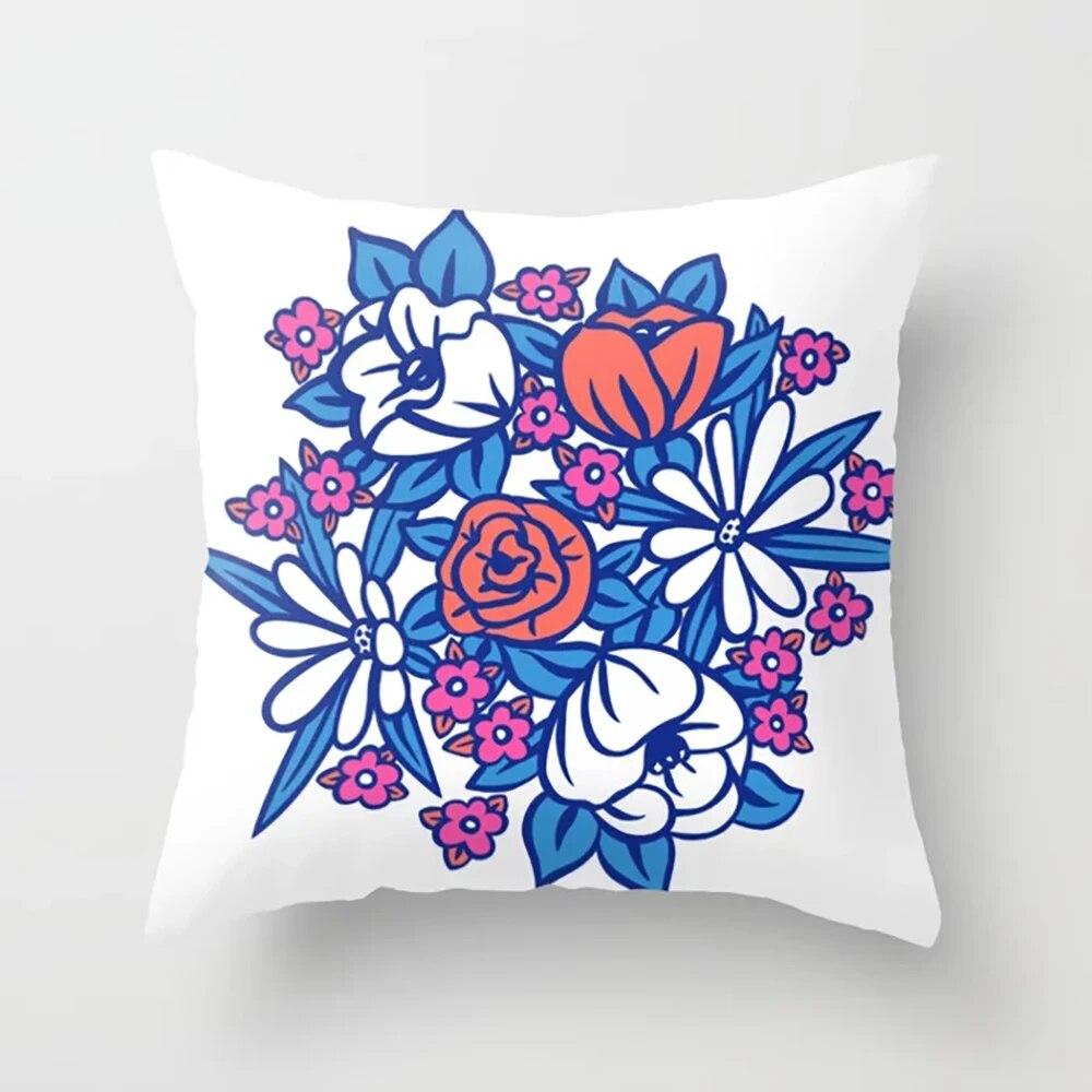 Heimdekoration Kissenbezug Schlafzimmer Wohnzimmer Ölgemälde Blumenmuster Gedruckt