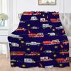 Red Cartoon Fire Truck Car Throw Blanket Fire Fighting Equipment Fire Extinguisher Flannel Blankets for Boys Girls Birthday Gift
