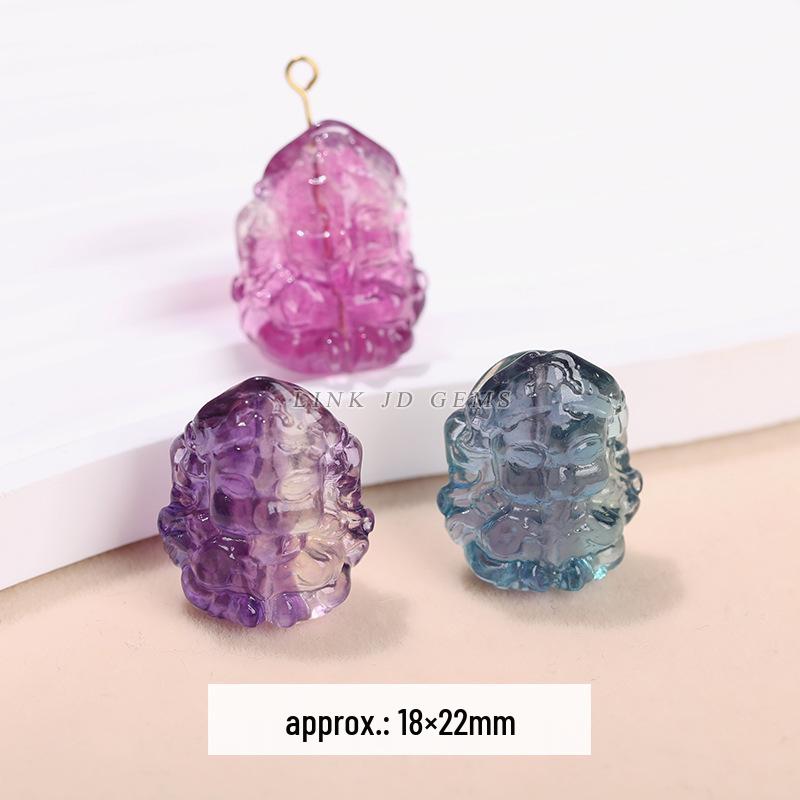 Jingde Jewelry Natural Colorful Fluorite Vajra Pendant Crystal Carving Charm