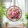 Acrylic Pink Rose Suncatcher Stained Glass Effect Window Hanging Ornament Flower Lover Gifts