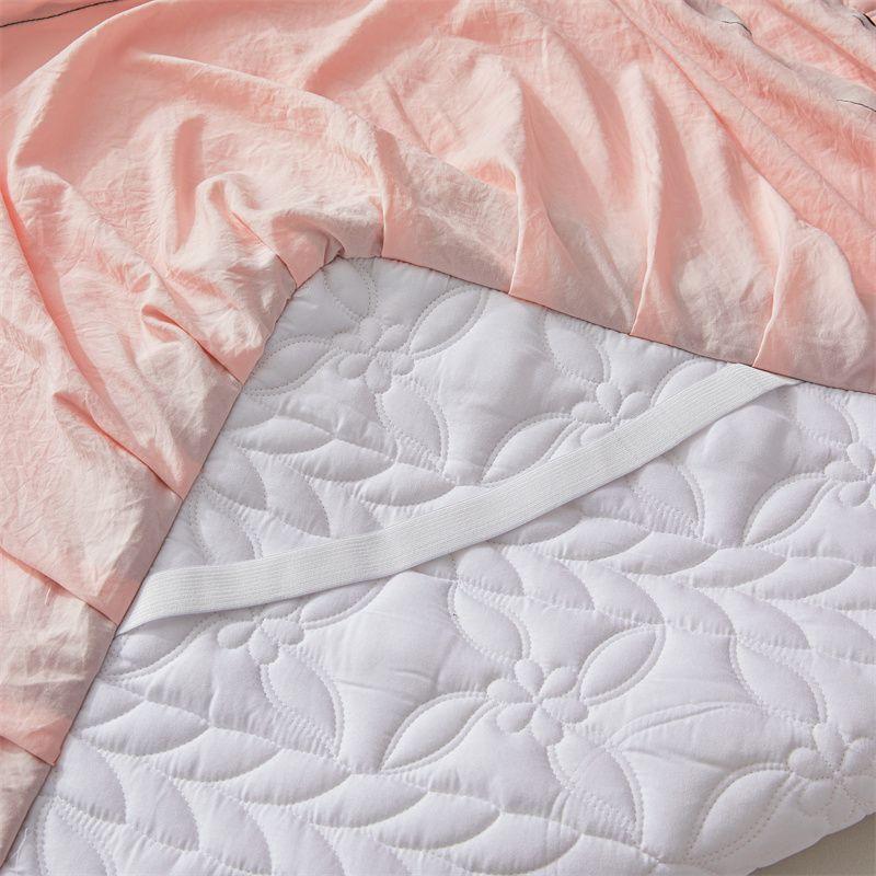 3PCS Padded Quilted Bed Skirt Set with Lace Embellishment, Includes 1 Bed Skirt and 2 Pillowcases, Easy Installation, Breathable , Ideal for Bedroom