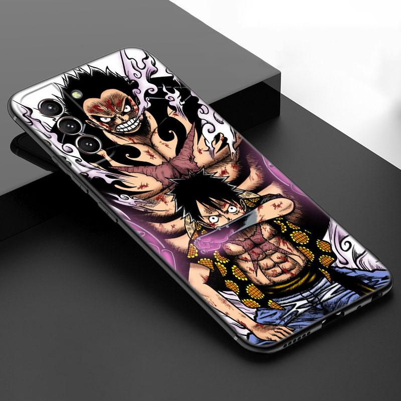 Anime One Piece Luffy Black Silicone Phone Case For Samsung Galaxy S23 S21 S20 FE S24 S22 Ultra S10E S10 S9 S8 Plus