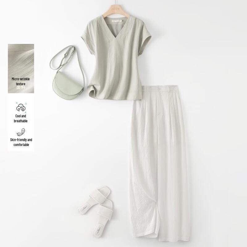 IHIMI Women's Relaxed Viscose Pants Set