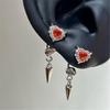 Delicate Heart Wing Ear Bone Nail Glittering Handmade Cartilage Studs Earrings With Rhinestones Jewelry For Women