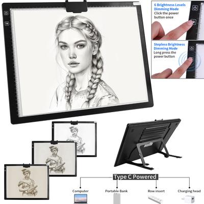 Rechargable A3 Light Pad LED Wireless Battery Powered Drawing Board for Tracing Copy Artcraft Diamond Painting Sketching