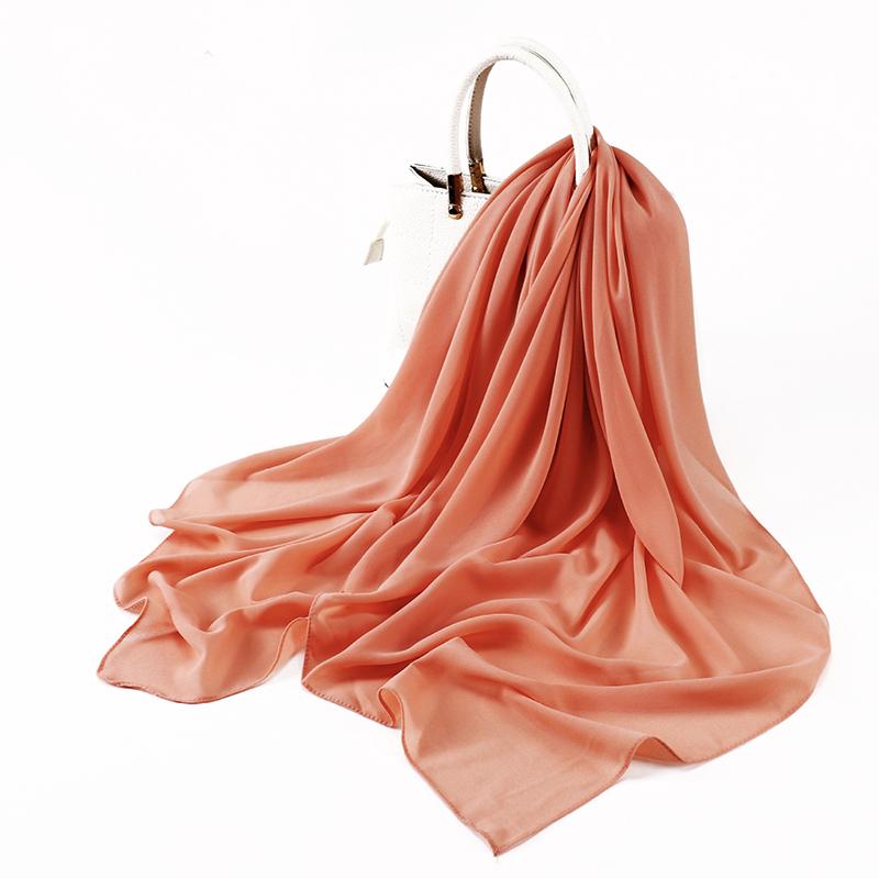 Muslim Chiffon Hijab Scarf for Women Big Solid Color Head Wrap for Women Hijabs Scarves Ladies Muslim Veil Jersey Hijabs Turban
