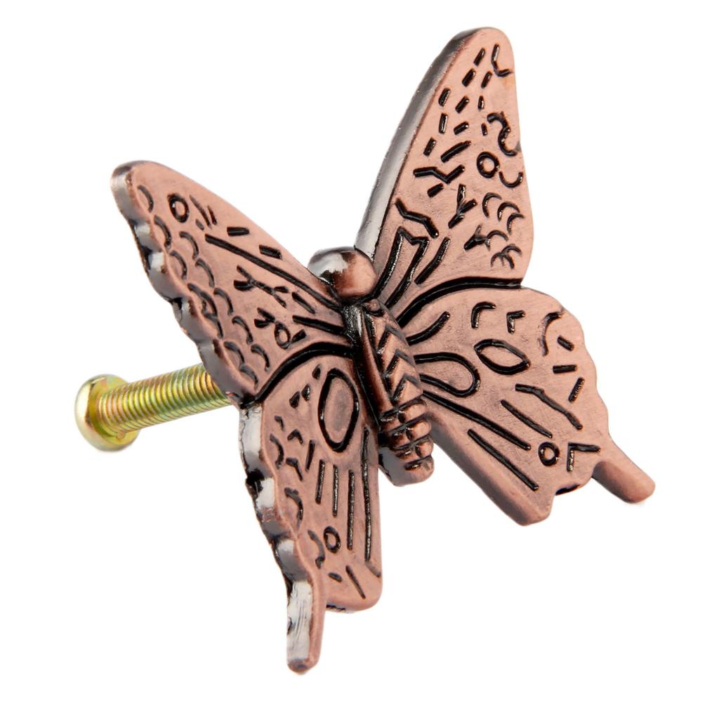 1pc 43mm Butterfly Handle W/screw Vintage Decor Knob Pull Dresser Drawer Cabinet Furniture Hardware Antique Bronze Red Copper