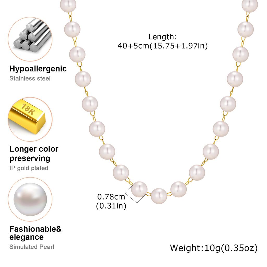 Pearl Bracelets for Women, Stainless Steel Adjustable Imitation Pearl Bead Link Women's Bracelet, Bridesmaid Wedding Jewelry