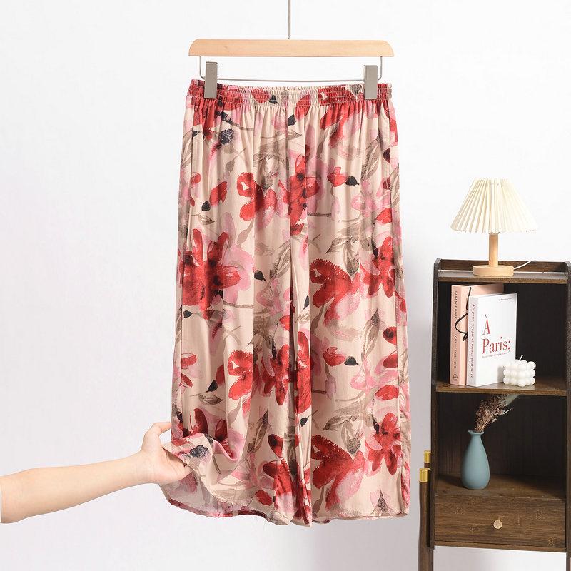 Stylish Cotton Silk Plus Size High Waist Cropped Skirt Pants - Lightweight, Versatile, and Perfect for Summer.
