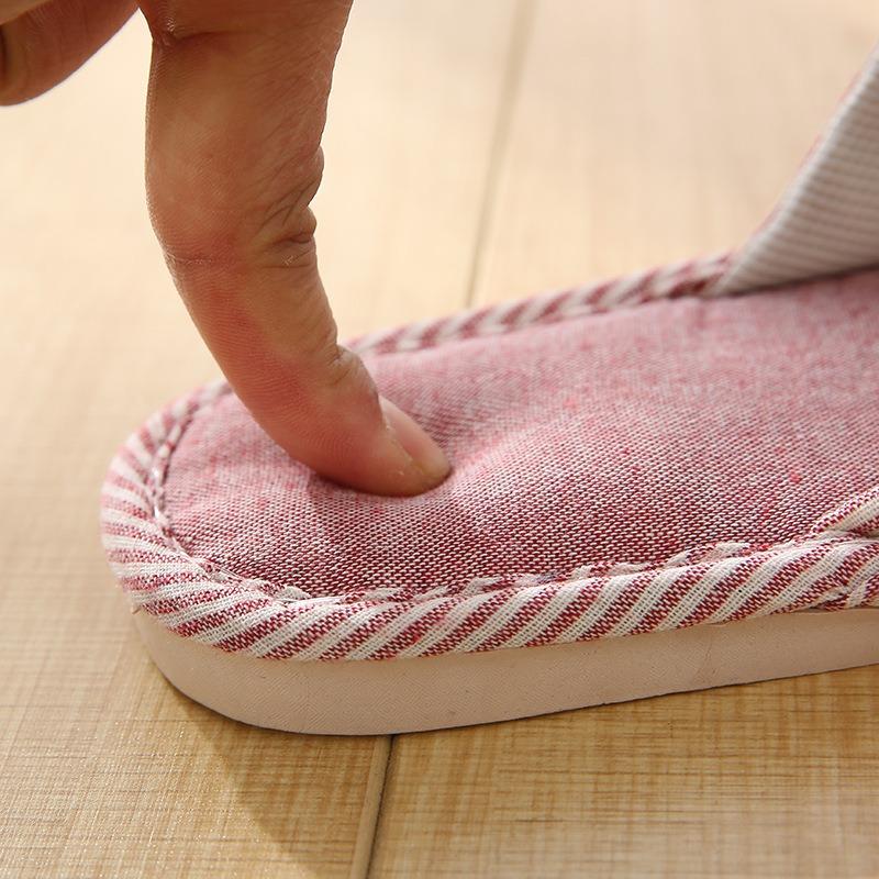 New spring and autumn floor slippers striped linen soft-soled home slippers casual non-slip fabric slippers