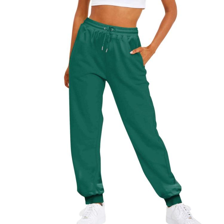 Damen Trainingshose Fleece Locker geschnitten Jogginghose Einfarbig Hoher Bund Laufhose Streetwear Fitnessstudio Training