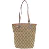 Used AUTHENTIC 120840 Tote Bag Beige GGCanvas/Leather