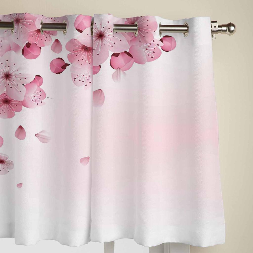 Spring Cherry Blossom Petal Pink Window Curtains for Living Room Home Window Blinds Curtains Kitchen Bedroom Indoor Drapes