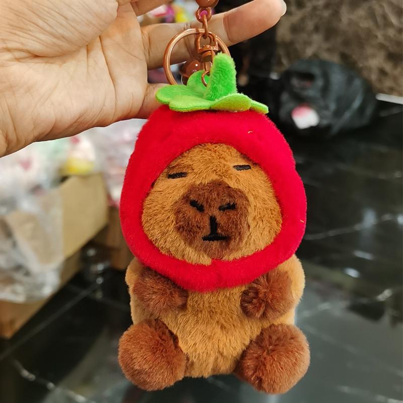 Capybara Series Doll Wearing Headgear And Wings Design Plush Keyring For Gift