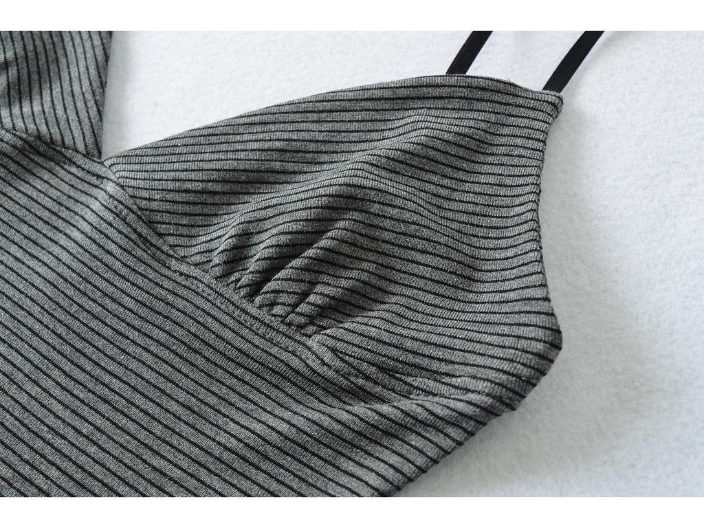 Women's Summer Three-Color Striped Camisole - Slim Fit, Stylish Back, Trendy American Style, Knitted Design