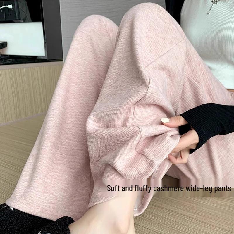 Maternity Fleece Wide-Leg Pants: Cozy, Loose-Fit for Spring, Autumn, Winter – Ideal Postpartum Wear