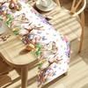 Vintage Easter Bunny Table Runner Polyester Rabbit Eggs Flower Table Flag Easter Decorations For Home Kitchen Dining Table Decor