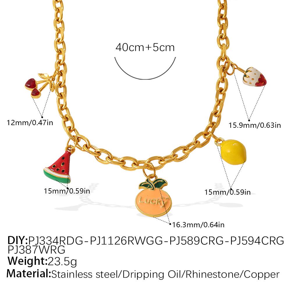 

Kids Colorful Fruit Pendant Necklace - Pitaya & Watermelon Shapes, Fresh Fashion Style