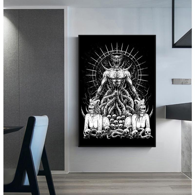 Poster Satanic Stil Gotic Demon Lucifer Gotic 666 Satan Baphomet Pictură pe Pânză Artă de Perete Imagine pentru Camera de Zi Decor Acasă