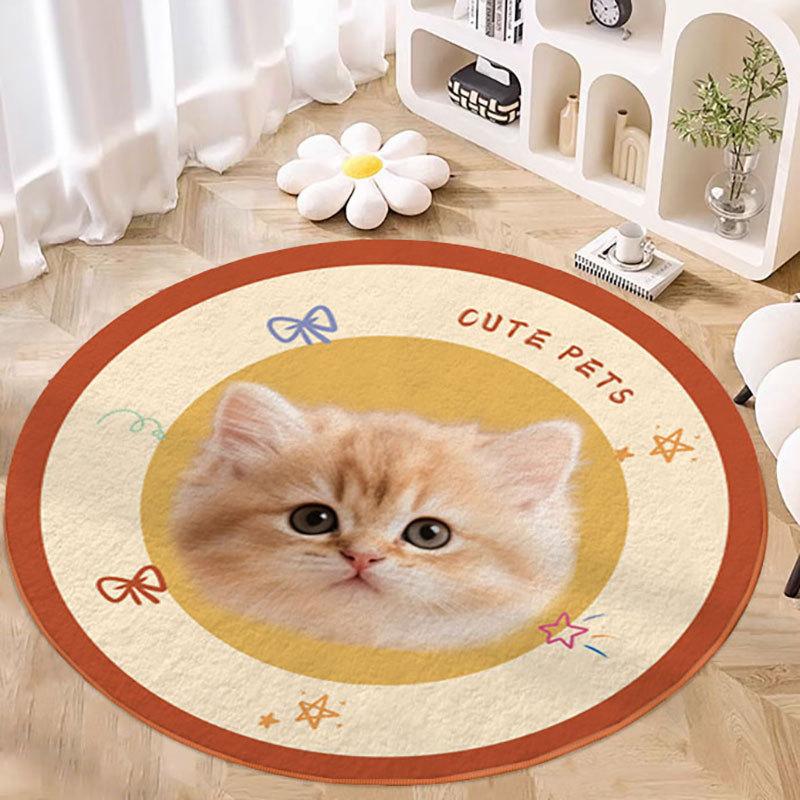 

Dog Pattern Round Carpet Cute Soft Anti-slip Floor Mat Modern Home Decor Rug for Kids Room Living Room Bedroom Playroom 40x40cm
