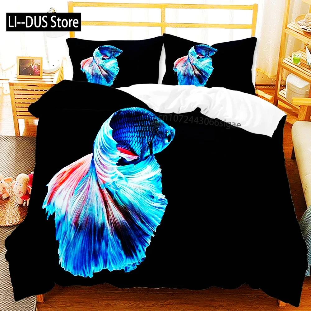 Underwater World Bedding Set Duvet Cover Pillowcases Twin Full Queen King Bed Linen 3D Print Sea Fish Duvet Cover Sets