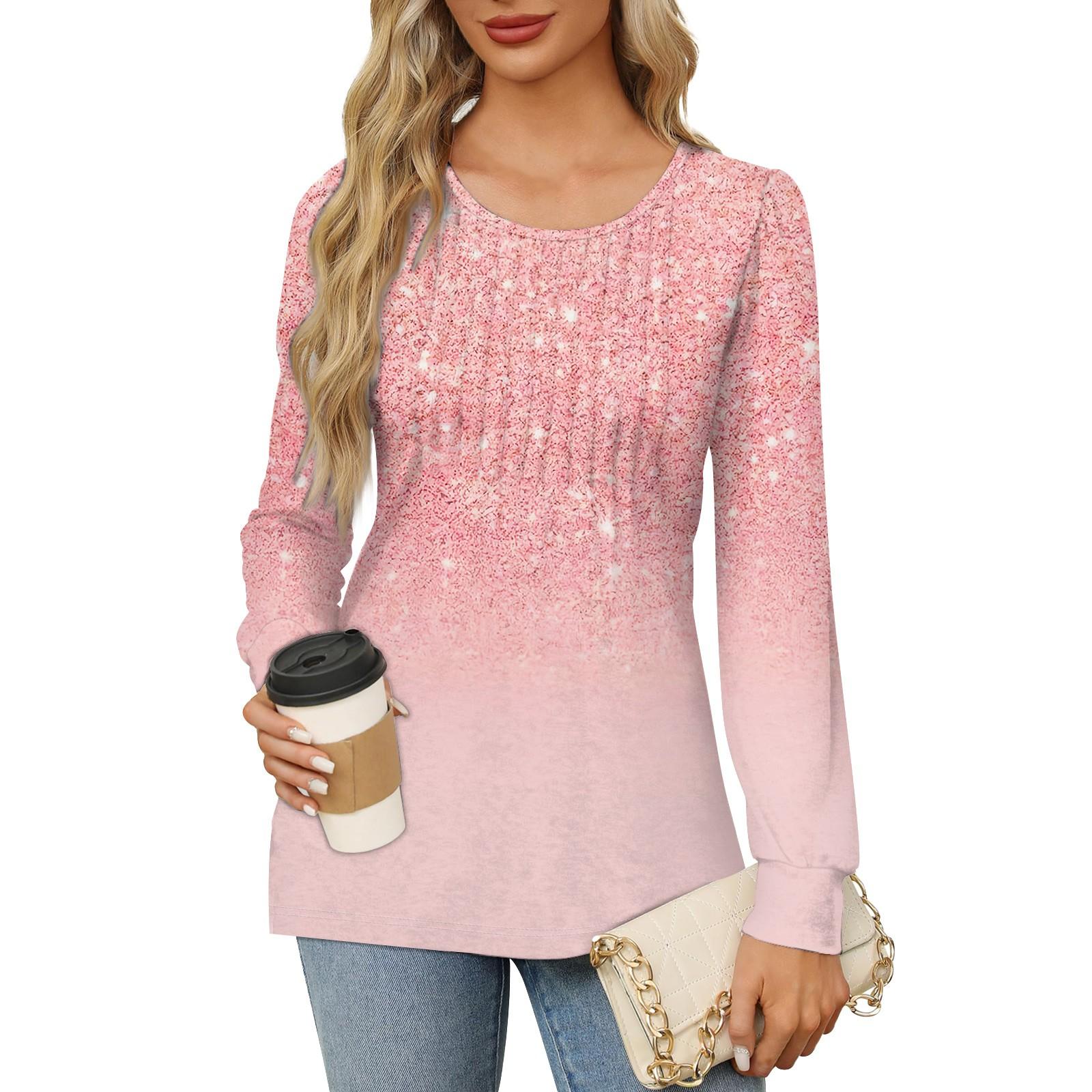 

Женская повседневная плиссированная футболка с круглым вырезом и длинными рукавами с принтом XL арбуз красный