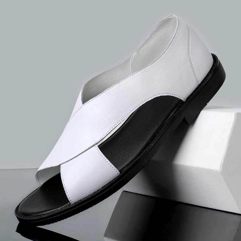 Summer Men Sandals Breathable Genuine Leather Casual Shoes Handmade Outdoor Soft Mens Slippers Men Beach Sandals Plus Size 37-45
