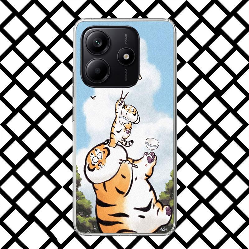 Cartoon Fat Tiger Phone Case for Xiaomi Redmi Note 15 14 14S 13 12 12S 11 Pro Plus 11E 11T 11S 10S 5G Soft Cover Fundas Redmi No