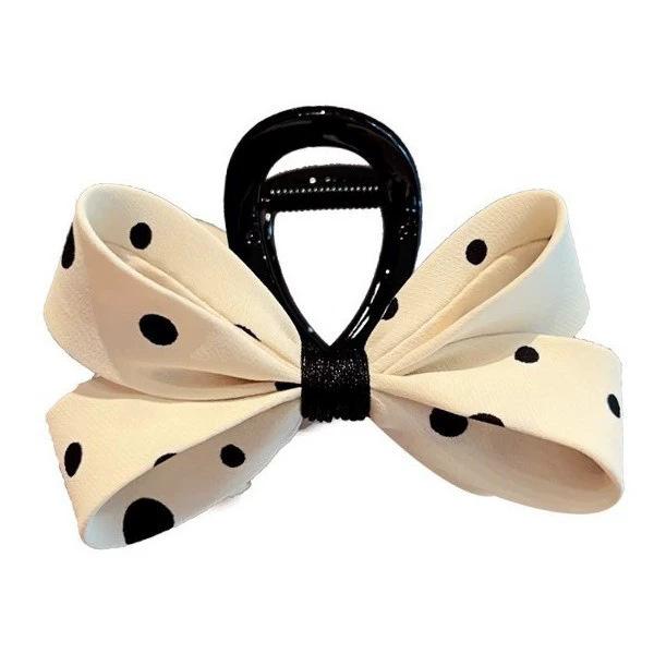 Black Polka Dot Bow Grab Clip Girl Back of Head Hair Clip Clip Headgear Hairpin Shark Clip
