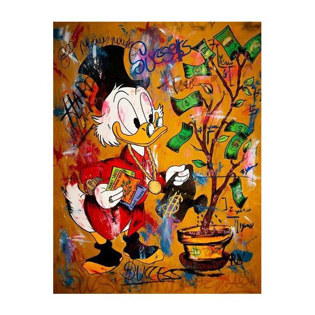 Donald Duck Diamond Painting Scrooge Mcduck Money Cartoon Graffiti Wall Poster Prints Living Room Home Pictures Decor