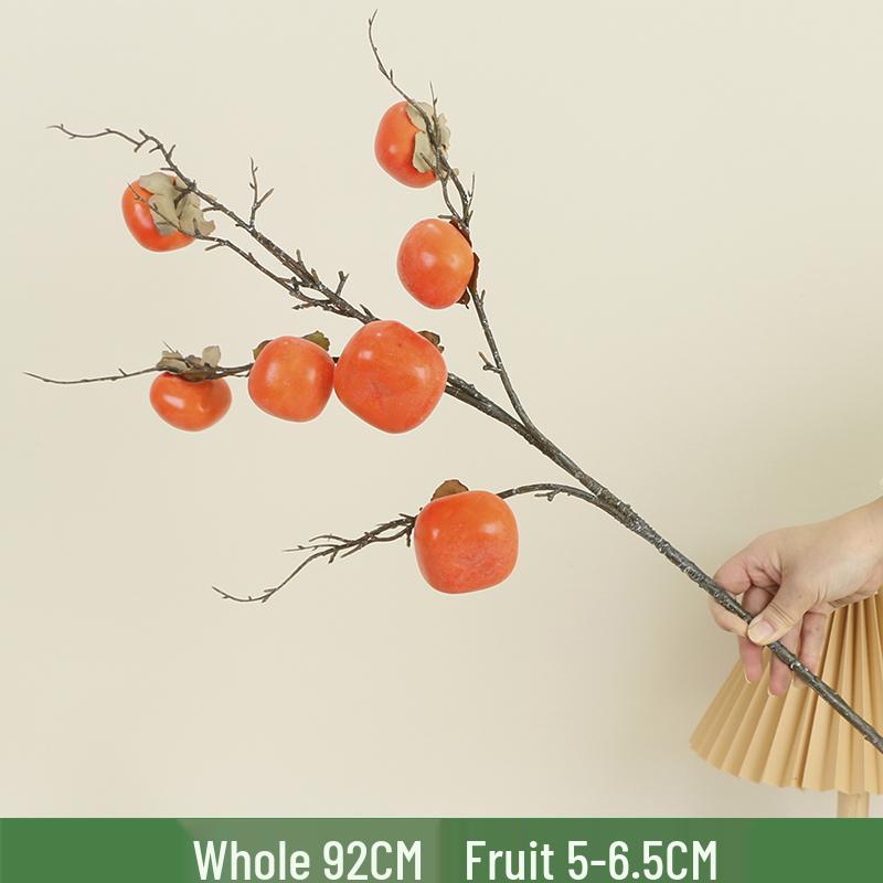 Pomegranate and Persimmon Artificial Flower Branch for Living Room or Dining Table Decoration