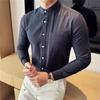 Stand Collar Men's Shirt High High Quality Long Sleeve Casual Business Dress Shirt Slim Fit Streetwear Men Clothing