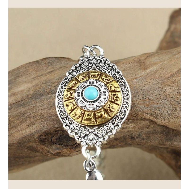 

Взрывной этнический ветер, вращающийся браслет в форме лотоса, шестизначный браслет-мантра, женские универсальные модные легкие роскошные ручные украшения