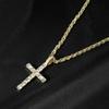 Eco-Friendly European & American Hip-Hop Zinc Alloy Rhinestone Cross Pendant Necklace with 4mm Diamond Tennis Chain