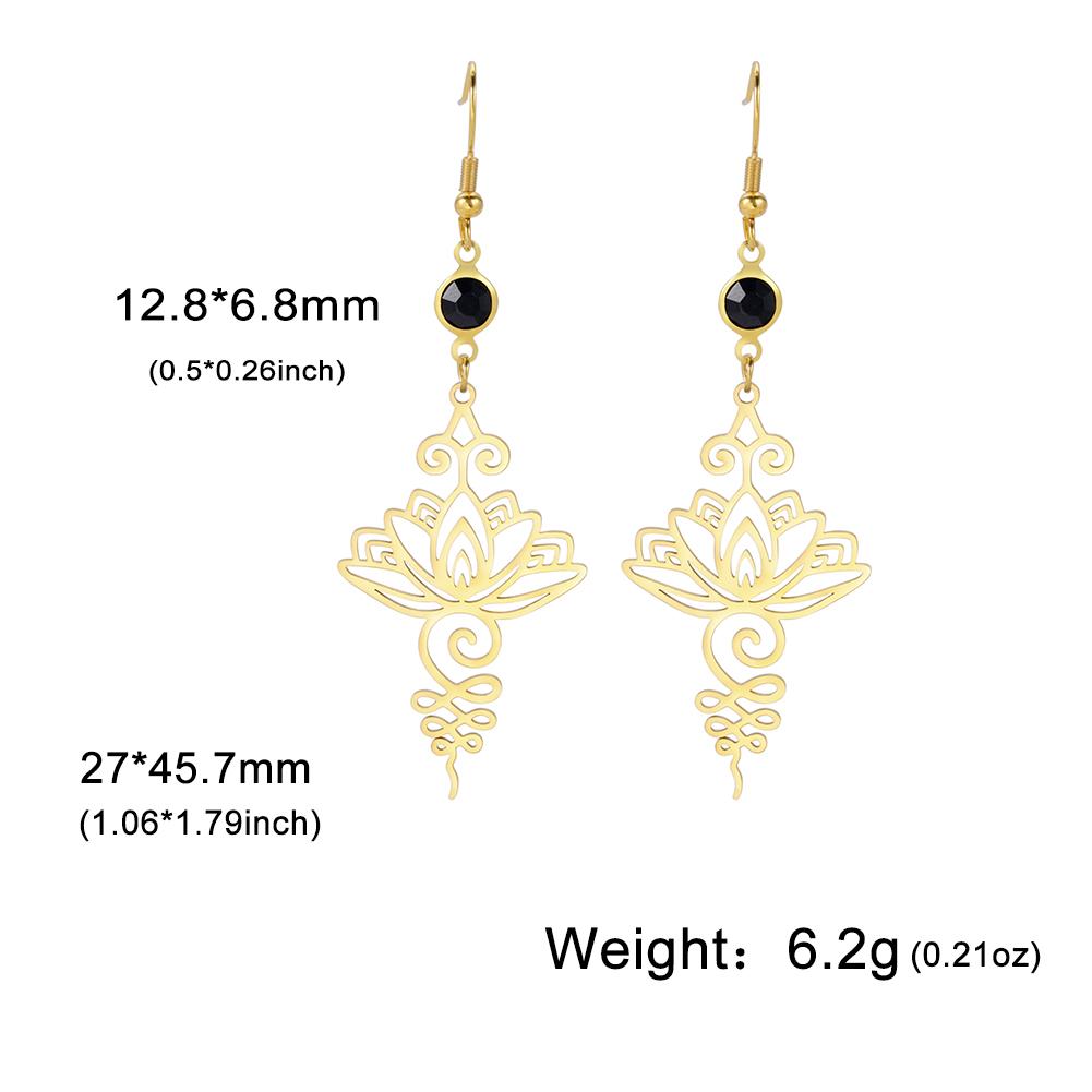 LIKGREAT Unalome Lotus Flower Stud Earrings for Women Stainless Steel Jewelry Yoga Spirit Healing Valentine's Day Gifts