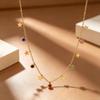 Light Luxury Baby's Breath Diamond Star Necklace, 18K Gold-Plated Titanium Steel with Colored Zirconia.