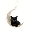 Acrylic Moon & Black Cat Pendant - Creative Keychain, Car Hanging, Backpack Decoration