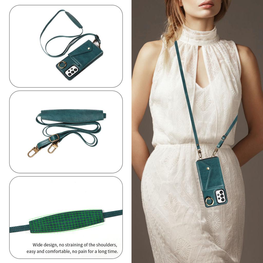 Shoulder Bag Design Card Holder Slots Ring Bracket Cover Phone Case for Samsung Galaxy S22,S23,S24,A12,A13,A14,A15,A52,A72,A22,A32,A33,A53,A73,A23...