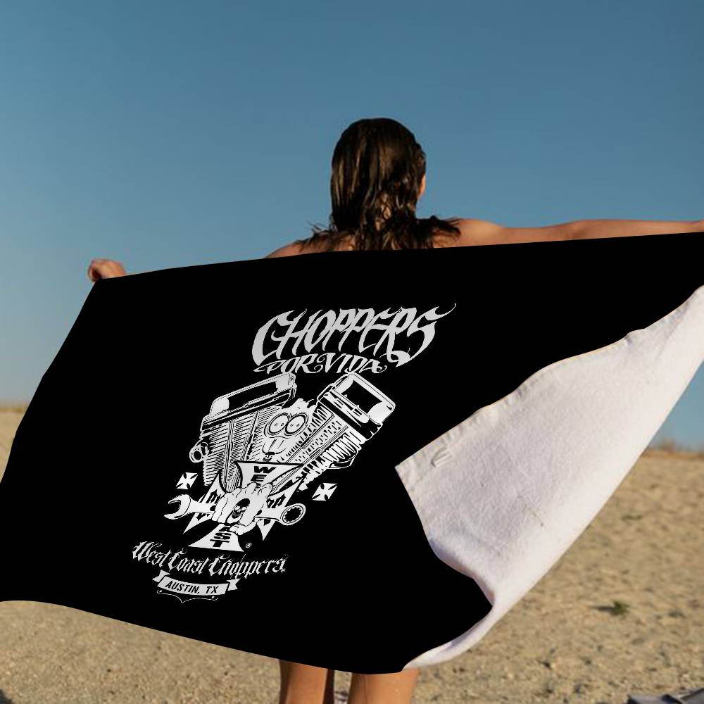 Logo W-West Coast C-Choppers Bath Towel Microfiber Soft Water Absorbing Breathable For Girl Kids Decorative Cartoon Beach Towel