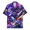 Men's Alien Bigfoot Shirt 3D Neon Print Short Sleeve Hawaiian Shirt Summer Oversized Hip Hop Tops