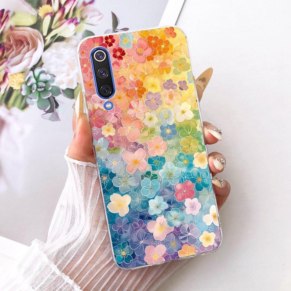 Transparent Cover For Xiaomi Mi 9 SE Case Cute Cat Luxury Fashion Butterfly Funny Painted Casing M1903F2G