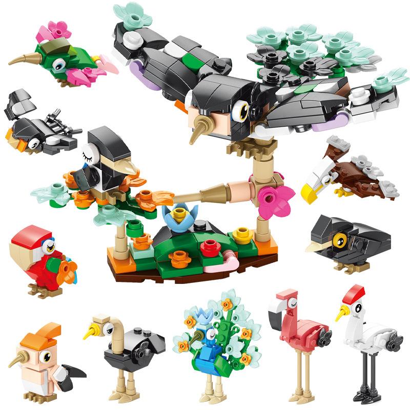 Lele Brothers Bird Paradise Building Blocks - Educational Parrot Model Jigsaw for Kids