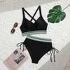 High Waist Drawstring Webbing Sexy Bikini Set Comfortable Elegant Two Piece