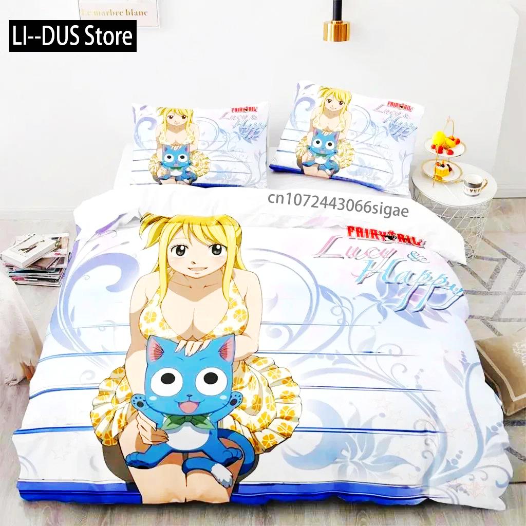 Comforter 3D Print Fairy Tail Anime Natsu Bedding Set Bed Set Comforter King Queen Size Boys Adult