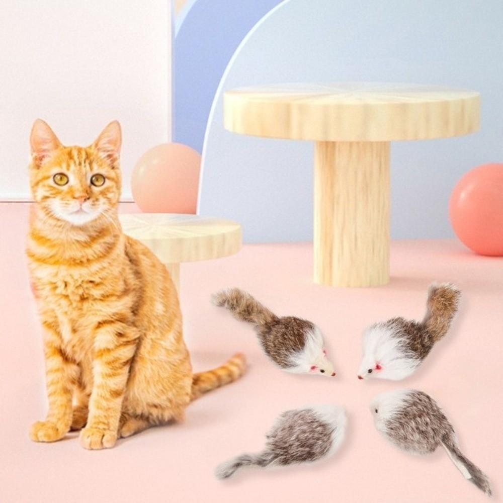 5pcs Synthetic Fiber Plush Plushie Mouse Toy Simulated Rat Interactive Cat Toy Exercise Activity